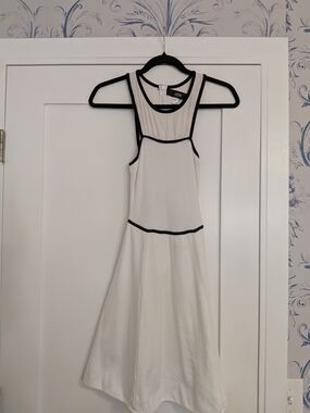 Cut25 by Yigal Azrouel White Cotton Tennis Mini Dress with Black Trim